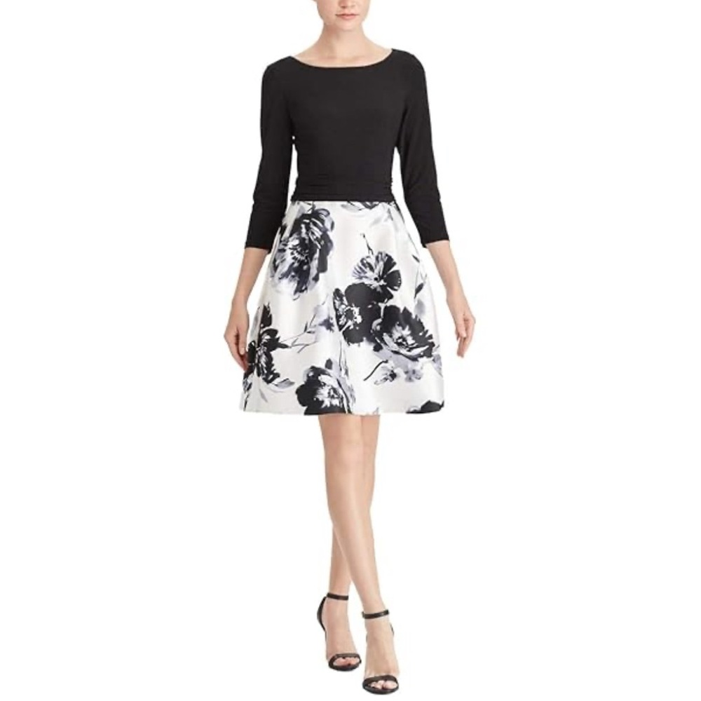 American Living Black and White Floral Dress